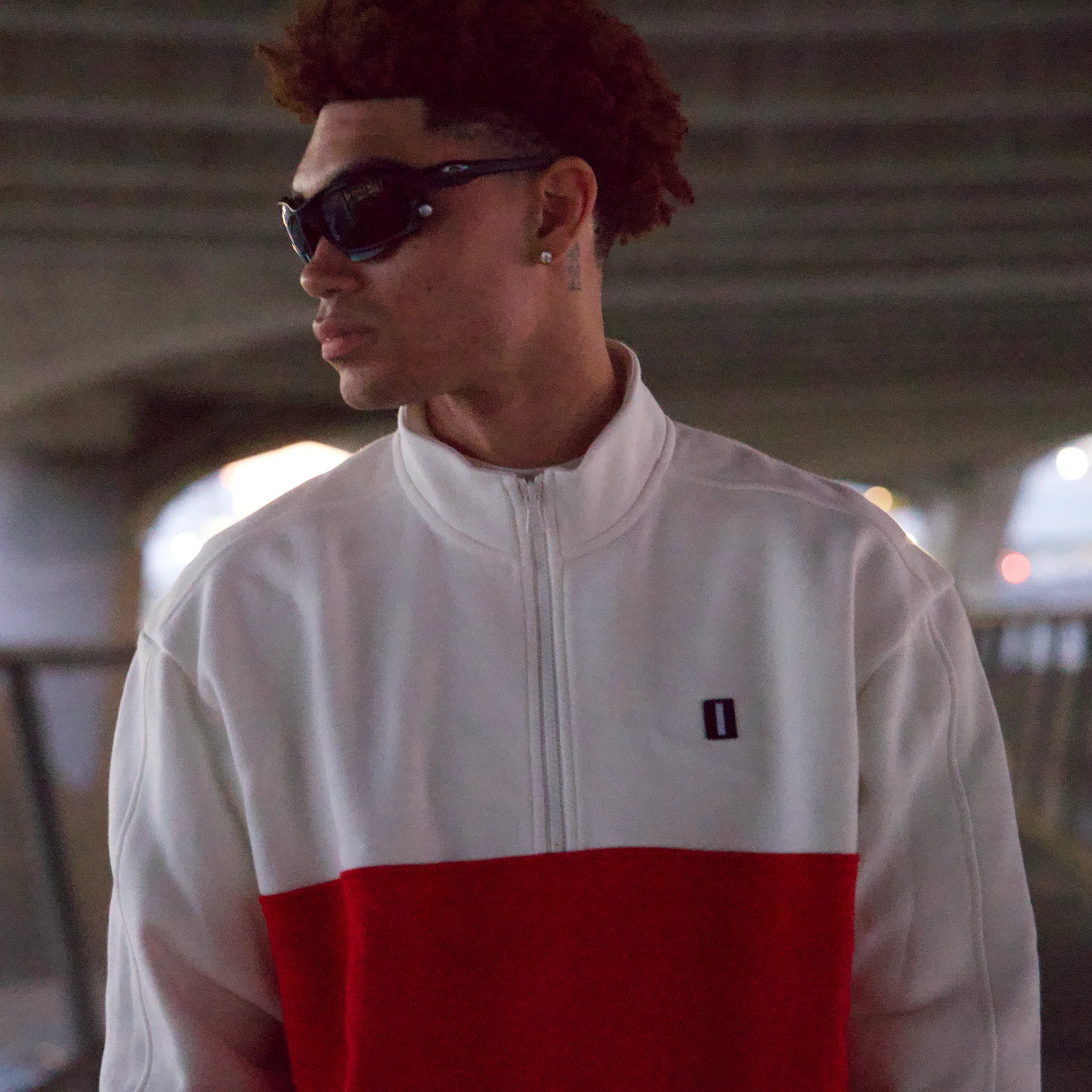 Quarter Zip Sweatshirt - Aura Orange / Whisper White - Image 3